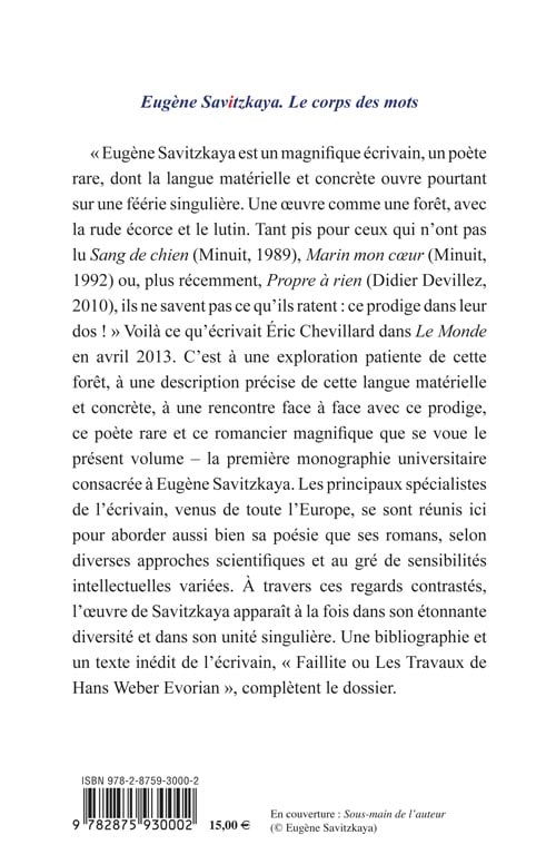 Eugène Savitzkaya - Le Corps des mots