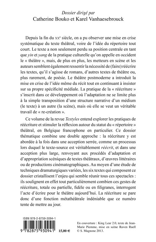 Réécritures - De l’écrit à la scène