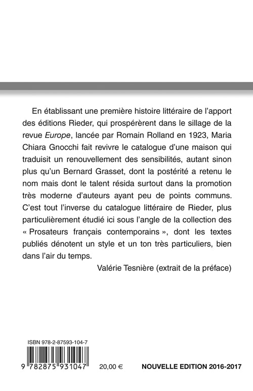 Le Parti pris des périphéries - Les « Prosateurs français contemporains » des éditions Rieder (1921-1939)