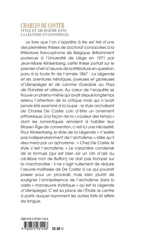 La Légende d’Ulenspiegel - Style et archaïsme dans la Légende d’Ulenspiegel de Charles de Coster