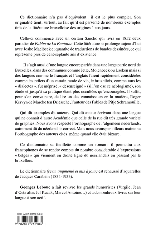 Dictionnaire du Bruxellois - illustré par J. Carabain