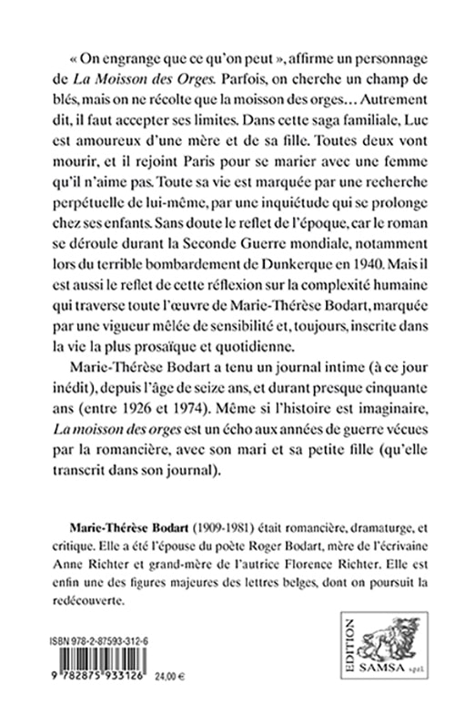 La Moisson des Orges - roman