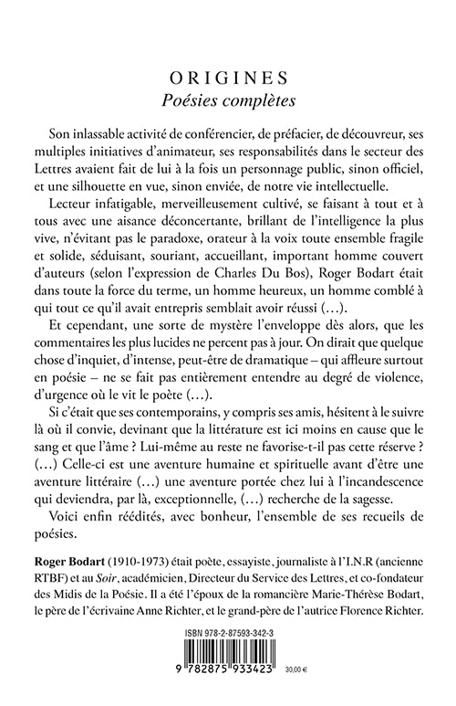 Origines - poésies complètes